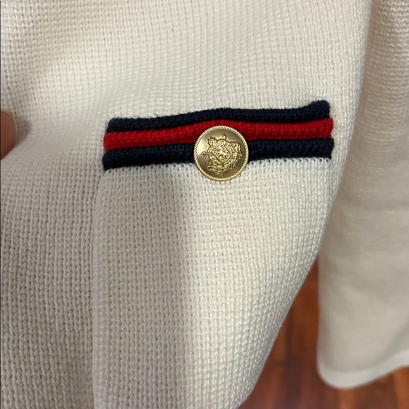 J. Crew Ivory Cardigan with Navy and Scarlet Accents - Picture 7 of 10